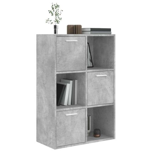 Armoire De Rangement Gris Béton 60x29,5x90 Cm Bois Contreplaqué