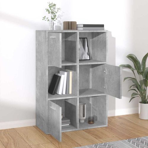 Armoire De Rangement Gris Béton 60x29,5x90 Cm Bois Contreplaqué
