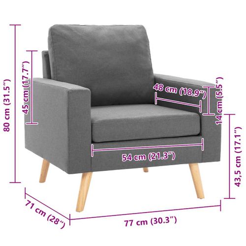 Fauteuil Gris Clair Tissu