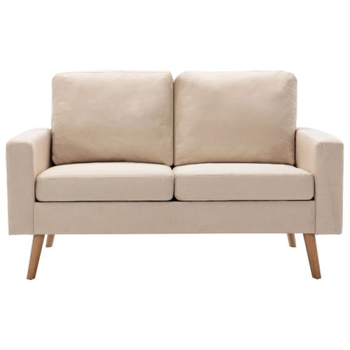 Vidaxl Canapé à 2 Places Avec Coussins Crème Tissu Sofa Meuble Salle De Séjour Salon Intérieur