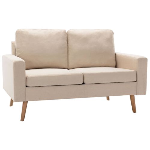Vidaxl Canapé à 2 Places Avec Coussins Crème Tissu Sofa Meuble Salle De Séjour Salon Intérieur