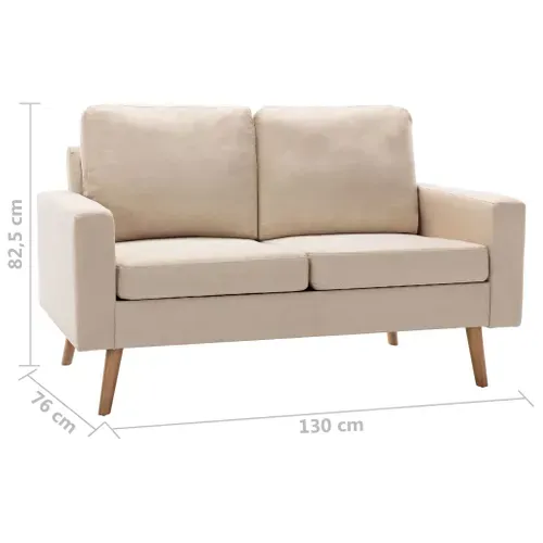 Vidaxl Canapé à 2 Places Avec Coussins Crème Tissu Sofa Meuble Salle De Séjour Salon Intérieur