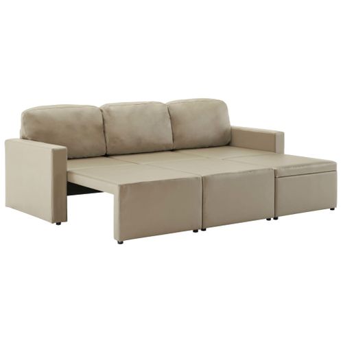 Canapé-lit Modulaire 3 Places Cappuccino Similicuir