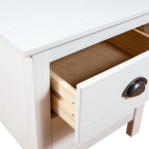 Table De Chevet Hill Blanc 46x35x49,5 Cm Bois De Pin Solide