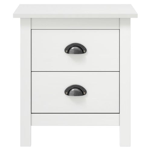 Table De Chevet Hill Blanc 46x35x49,5 Cm Bois De Pin Solide