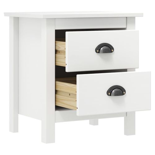 Table De Chevet Hill Blanc 46x35x49,5 Cm Bois De Pin Solide