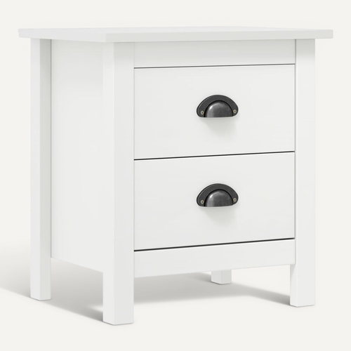 Table De Chevet Hill Blanc 46x35x49,5 Cm Bois De Pin Solide