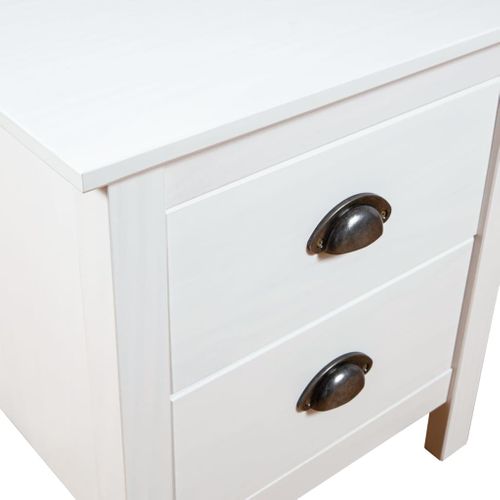 Table De Chevet Hill Blanc 46x35x49,5 Cm Bois De Pin Solide