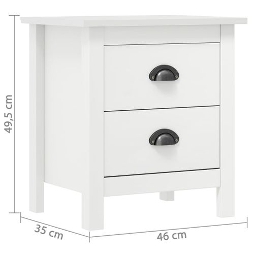 Table De Chevet Hill Blanc 46x35x49,5 Cm Bois De Pin Solide