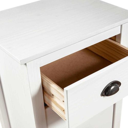 Buffet 4 Tiroirs En Pin Massif Blanc, Meuble De Rangement Moderne