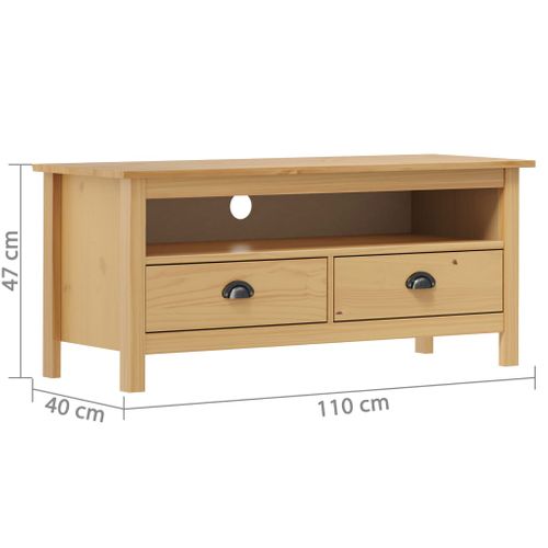 Meuble TV Hill Range Marron Miel 110x40x47cm Bois De Pin Solide