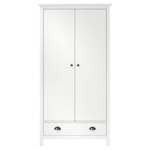 Garde-robe À 2 Portes Hill Blanc 89x50x170cm Bois De Pin Solide