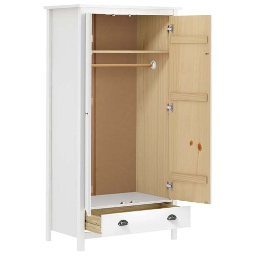 Garde-robe À 2 Portes Hill Blanc 89x50x170cm Bois De Pin Solide