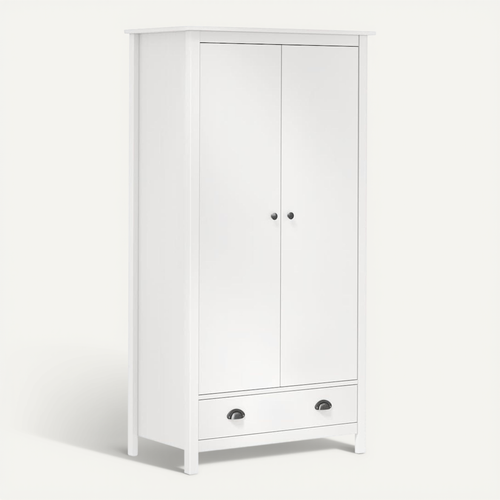 Garde-robe À 2 Portes Hill Blanc 89x50x170cm Bois De Pin Solide