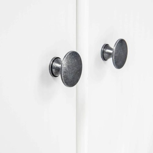 Armoire 2 Portes, 1 Tiroir, 1 étagère, En Pin Massif Blanc, Robuste, Avec Barre De Suspension