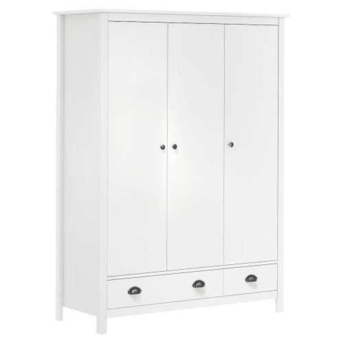 Garde-robe à 3 Portes Hill Blanc 127x50x170 Cm Bois Pin Solide