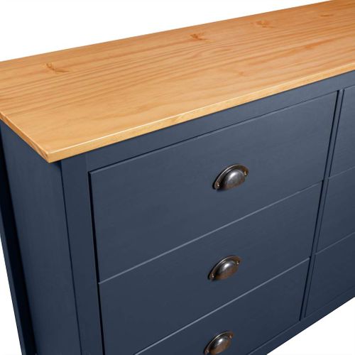 Buffet "hill" Gris Avec 6 Tiroirs Profonds 125x40x80 Cm Bois De Pin Massif