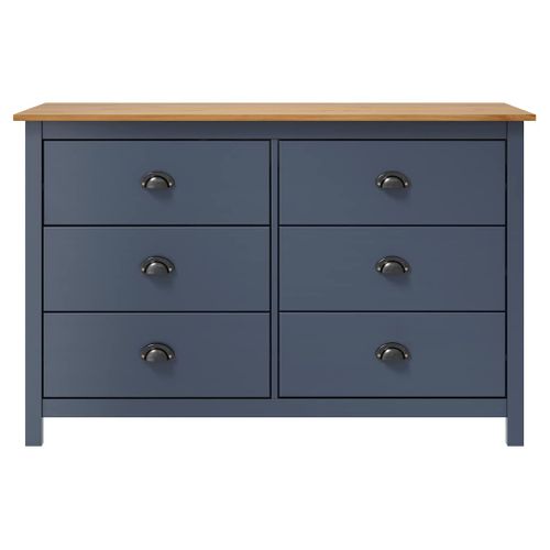 Buffet "hill" Gris Avec 6 Tiroirs Profonds 125x40x80 Cm Bois De Pin Massif