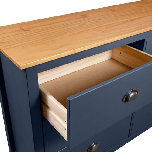 Buffet "hill" Gris Avec 6 Tiroirs Profonds 125x40x80 Cm Bois De Pin Massif