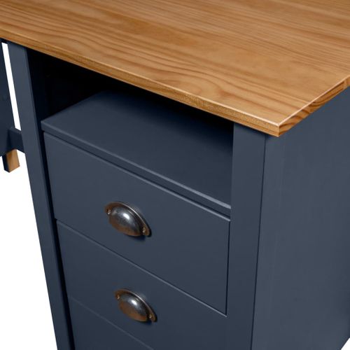 Bureau Hill Avec 3 Tiroirs Gris 120x50x74 Cm Pin Solide
