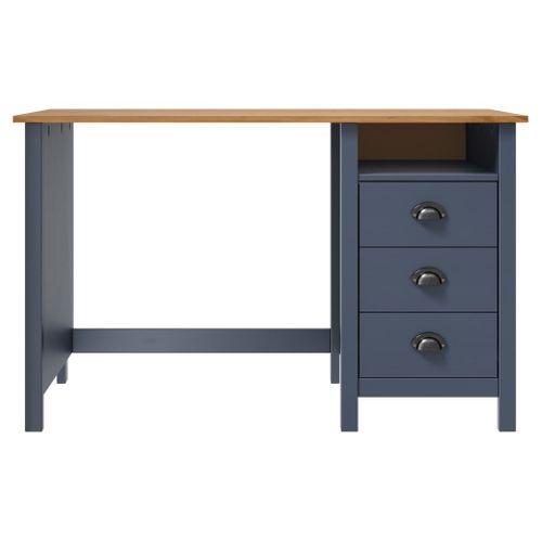 Bureau Hill Avec 3 Tiroirs Gris 120x50x74 Cm Pin Solide