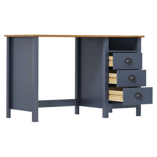Bureau Hill Avec 3 Tiroirs Gris 120x50x74 Cm Pin Solide