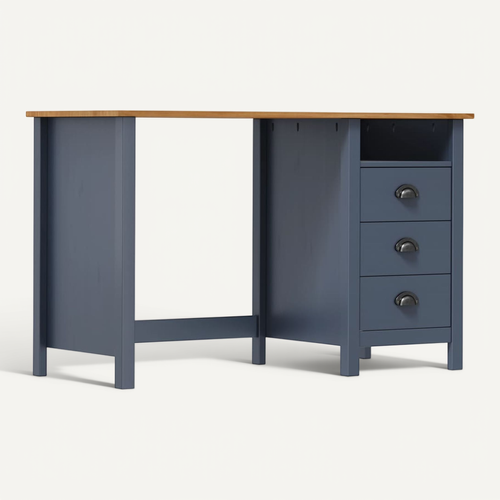 Bureau Hill Avec 3 Tiroirs Gris 120x50x74 Cm Pin Solide