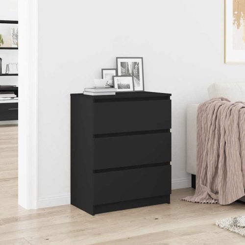 Commode Noir 60x35x76 Cm Bois Contreplaqué
