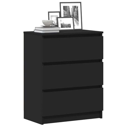 Commode Noir 60x35x76 Cm Bois Contreplaqué