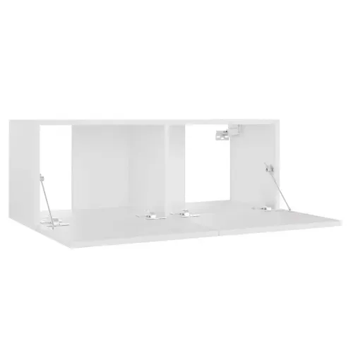 Meuble TV Blanc 80x30x30 Cm Bois Contreplaqué