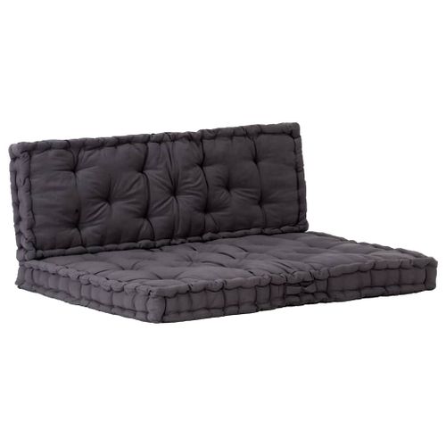 Coussins De Plancher De Palette Lot De 2 Coton Noir