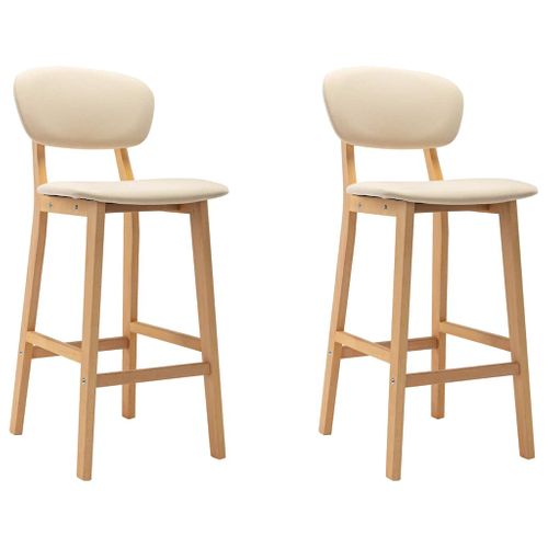Tabourets De Bar Lot De 2 Crème Tissu
