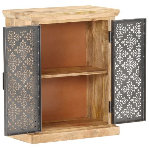 Buffet Avec Portes En Acier 60x35x75 Cm Bois De Manguier Solide