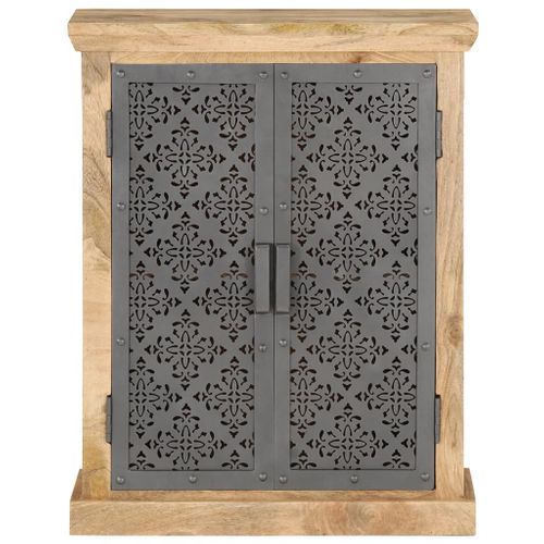 Buffet Avec Portes En Acier 60x35x75 Cm Bois De Manguier Solide