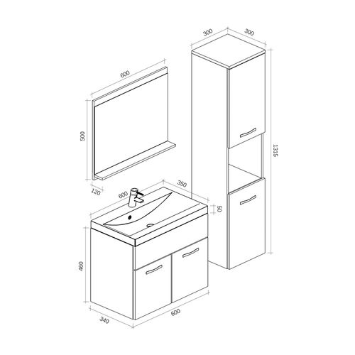 Meuble De Salle De Bain Montreal 60 Cm Lavabo Chene Armoire De Rangement Meuble Lavabo Evier