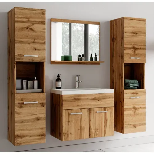 Meuble De Salle De Bain Montreal XL 60 Cm Lavabo Chene   Armoire De Rangement Meuble Lavabo Evier