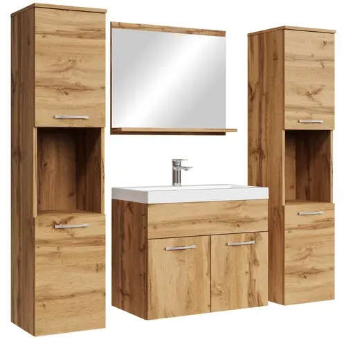 Meuble De Salle De Bain Montreal XL 60 Cm Lavabo Chene   Armoire De Rangement Meuble Lavabo Evier