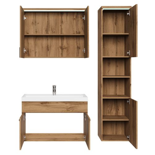 Meuble De Salle De Bain De Paso 80 X 40 Cm Lavabo Chene – Armoire De Rangement Meuble Lavabo