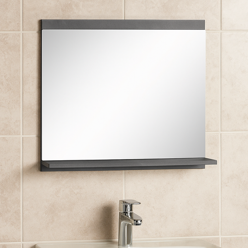 Miroir Avec Étagère Montreal 60 X 12 X 50 Cm   Gris