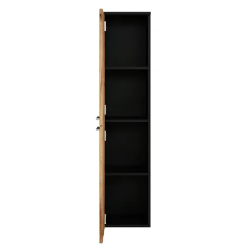 Colonne Saturnus Hauteur 130cm Noir Mat Avec Chêne
