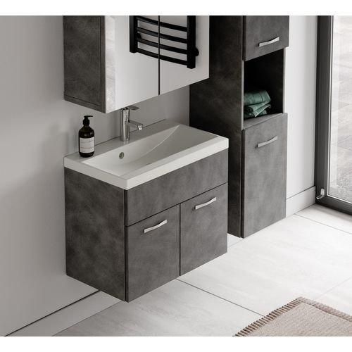 Meuble De Salle De Bain Montreal 60 Cm Avec Miroir Armoire Gris Armoire De Rangement Meuble
