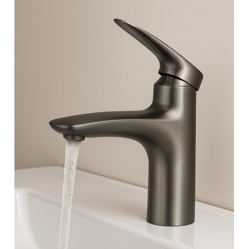 Robinet De Lavabo Nola   Gris   Mitigeur Avec Kit De Montage Et Tuyaux