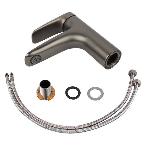 Robinet De Lavabo Nola   Gris   Mitigeur Avec Kit De Montage Et Tuyaux