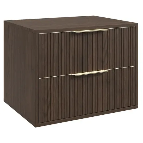 Meuble Sous Vasque Rimini 60 Cm Noyer Brun Meuble De Salle De Bain Avec Tiroirs