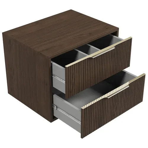 Meuble Sous Vasque Rimini 60 Cm Noyer Brun Meuble De Salle De Bain Avec Tiroirs