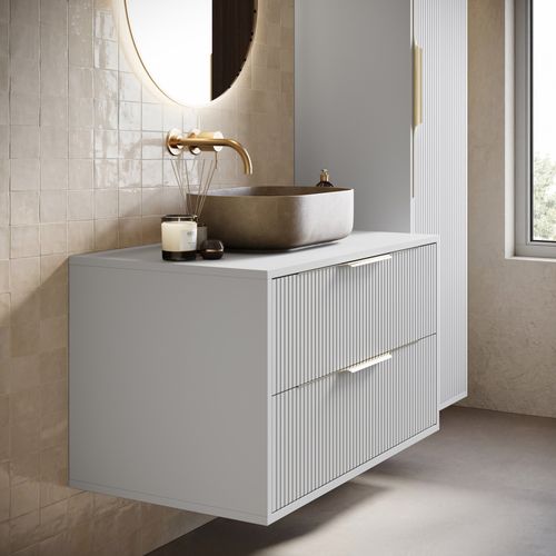 Meuble Sous Vasque Rimini 80 Cm Blanc Mat Meuble De Salle De Bain Avec Colonne
