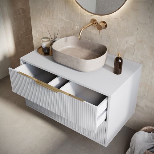 Meuble Sous Vasque Rimini 80 Cm Blanc Mat Meuble De Salle De Bain Avec Colonne
