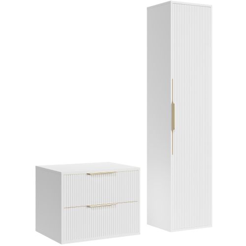 Meuble Sous Vasque Rimini 80 Cm Blanc Mat Meuble De Salle De Bain Avec Colonne