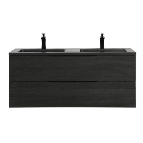 Meuble De Salle De Bain Set Cairo 120 X 48 Cm   Chêne Noir   Meuble De Salle De Bain Avec Lavabo