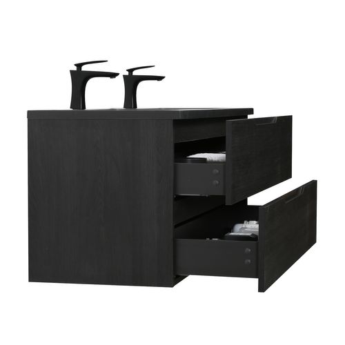 Meuble De Salle De Bain Set Cairo 120 X 48 Cm   Chêne Noir   Meuble De Salle De Bain Avec Lavabo